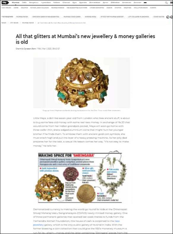 All that glitters at Mumbai's new jewellery & money galleries is old , Time of India